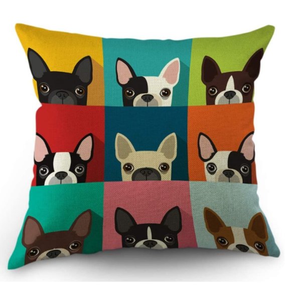Mugod Other - Decorative Boston Terrier Throw Pillow Cover, New